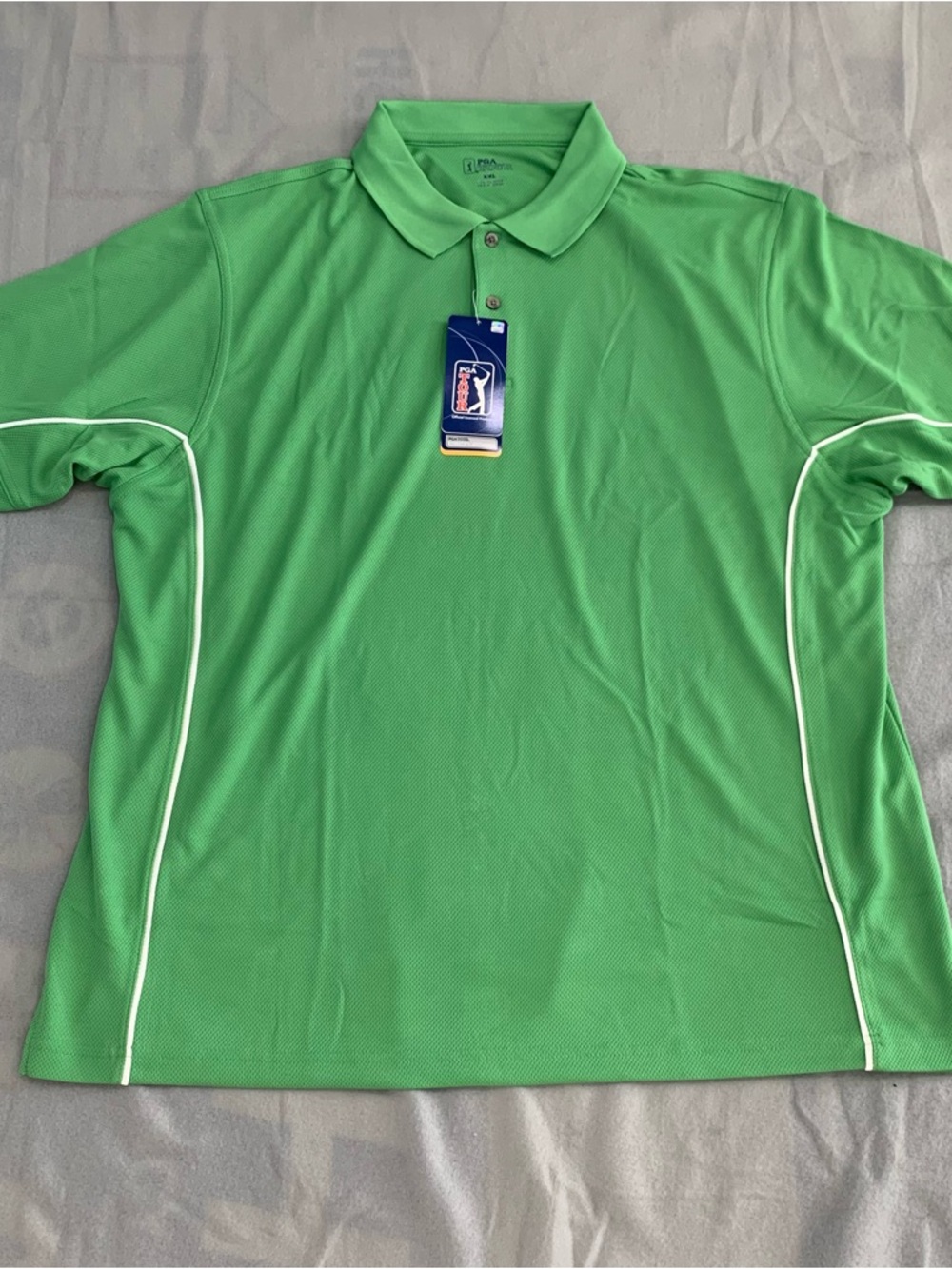PGA Tour Polo Men Sz XXL Lime Green Polo with White Piping Performence Golf NWT
